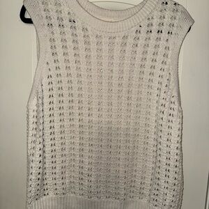 Elegant Sleeveless Knit Sweater - Cream